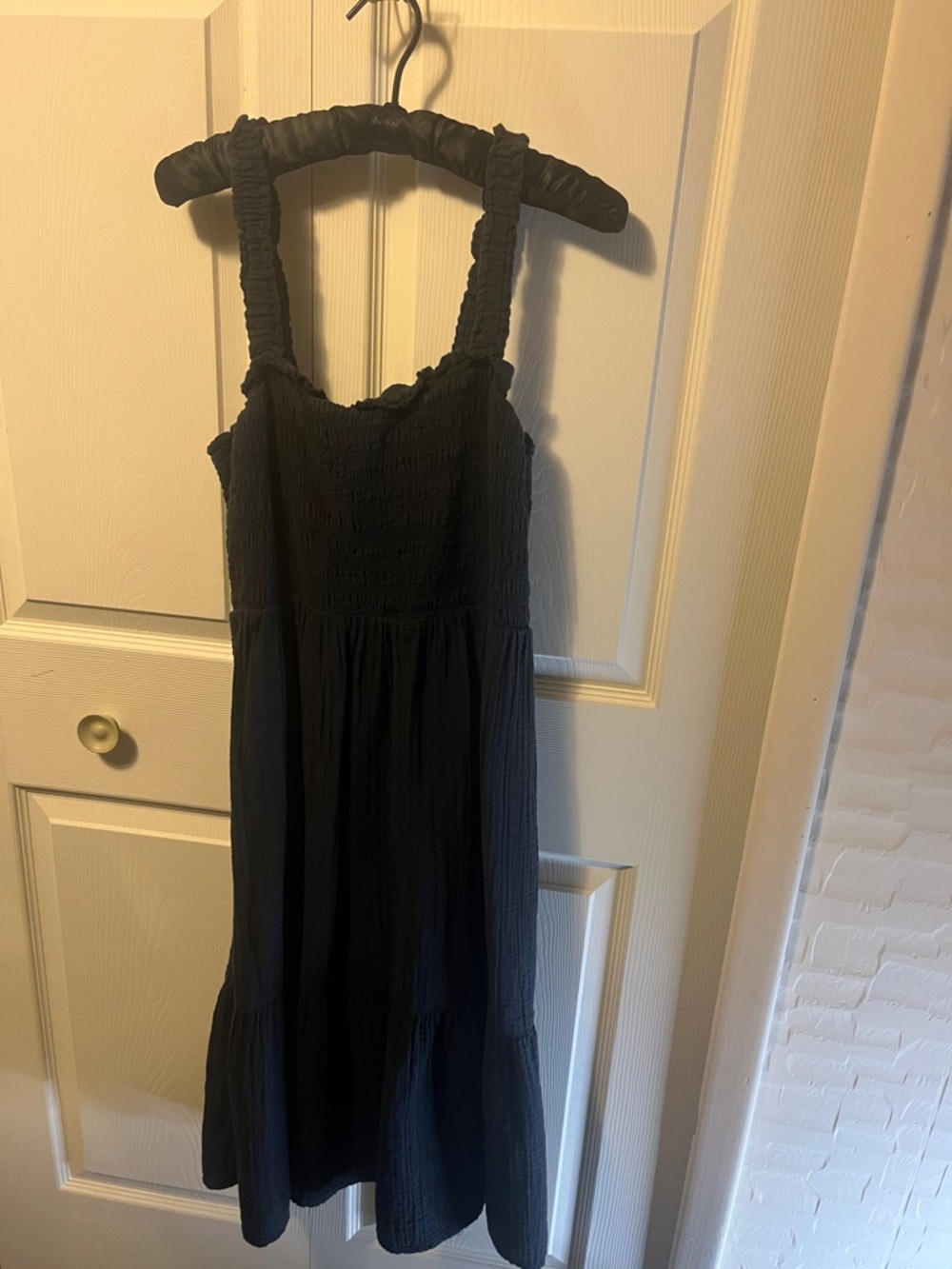 GAP Black Maxi Sundress with Ruched Straps
